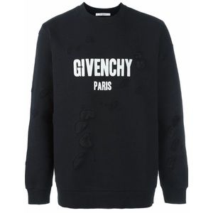 Givenchy Black Distressed Logo Sweatshirt